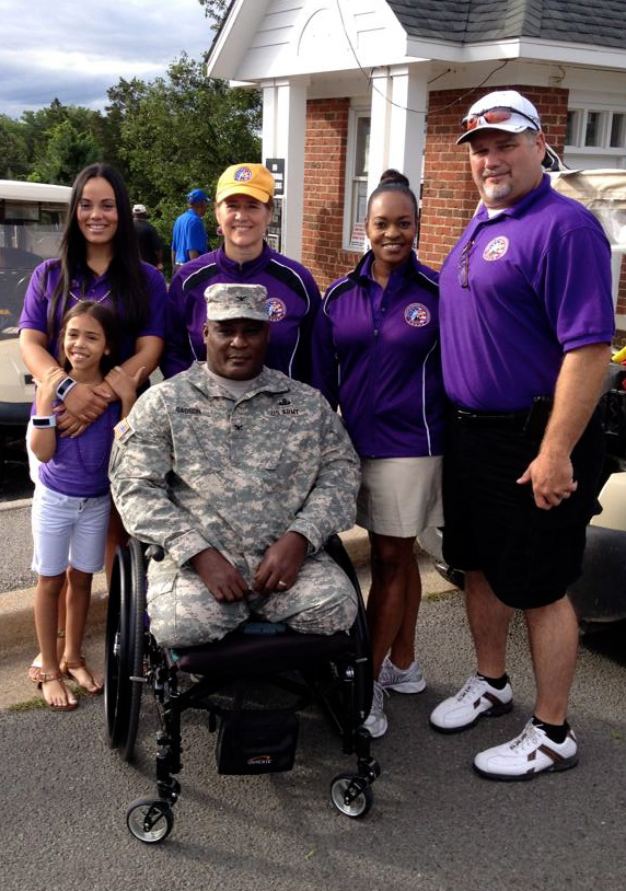From Left: Jennifer Lopez, her daughter Danielle, Deborah Snyder, COL Gregory D. Gadson, Cherita Barnes, and Chris Barnes